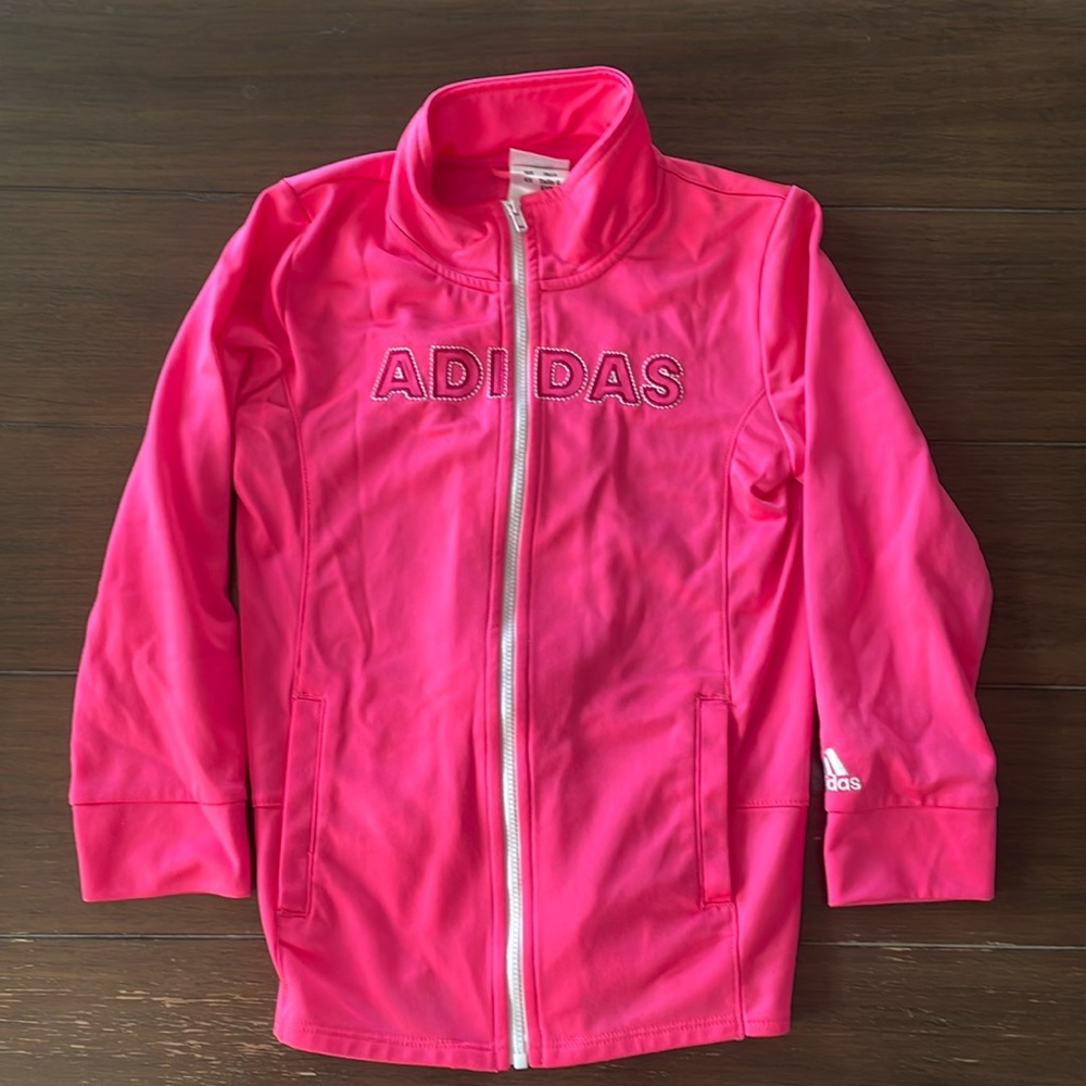 Adidas Girls Pink Zip Up Track Jacket Size 6X